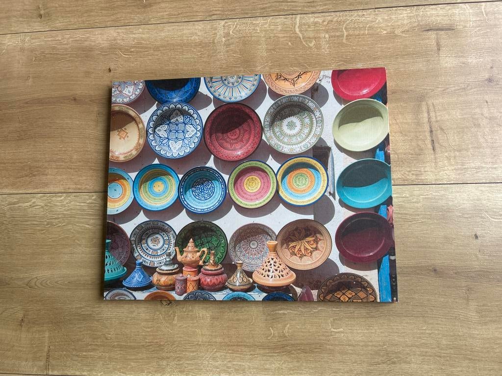 Canvas schilderij met kleurrijke Marokkaanse borden, Ophalen of Verzenden
