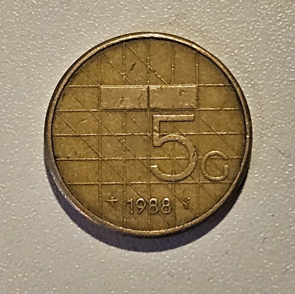 Munt 5 Gulden 1988 Beatrix, Postzegels en Munten, Munten | Nederland, Ophalen of Verzenden, Koningin Beatrix, 5 gulden, Losse munt