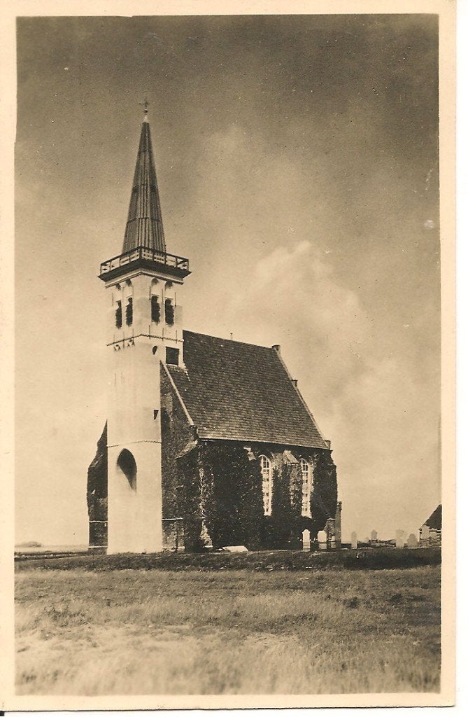 Oude Ansichtkaart Texel den Hoorn Kerk Gelopen 1937, Ophalen of Verzenden, 1920 tot 1940, Gelopen, Waddeneilanden