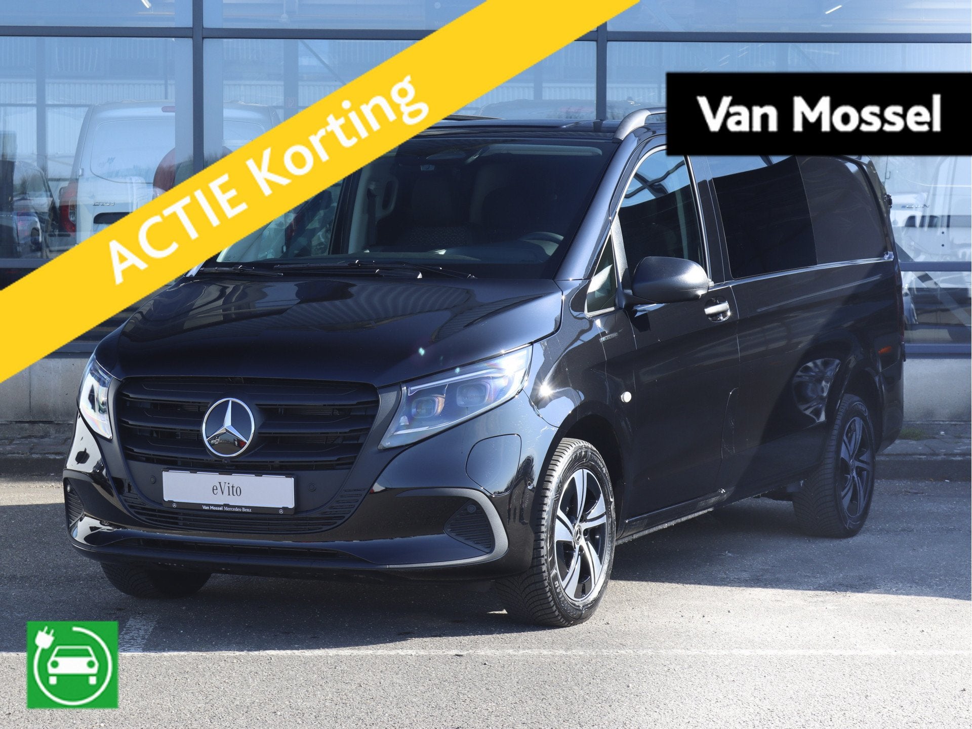 Mercedes-Benz eVito eVito Dubbel Cabine Lang 66 kWh, Auto's, Stof, Zwart, Zwart, Mercedes-Benz