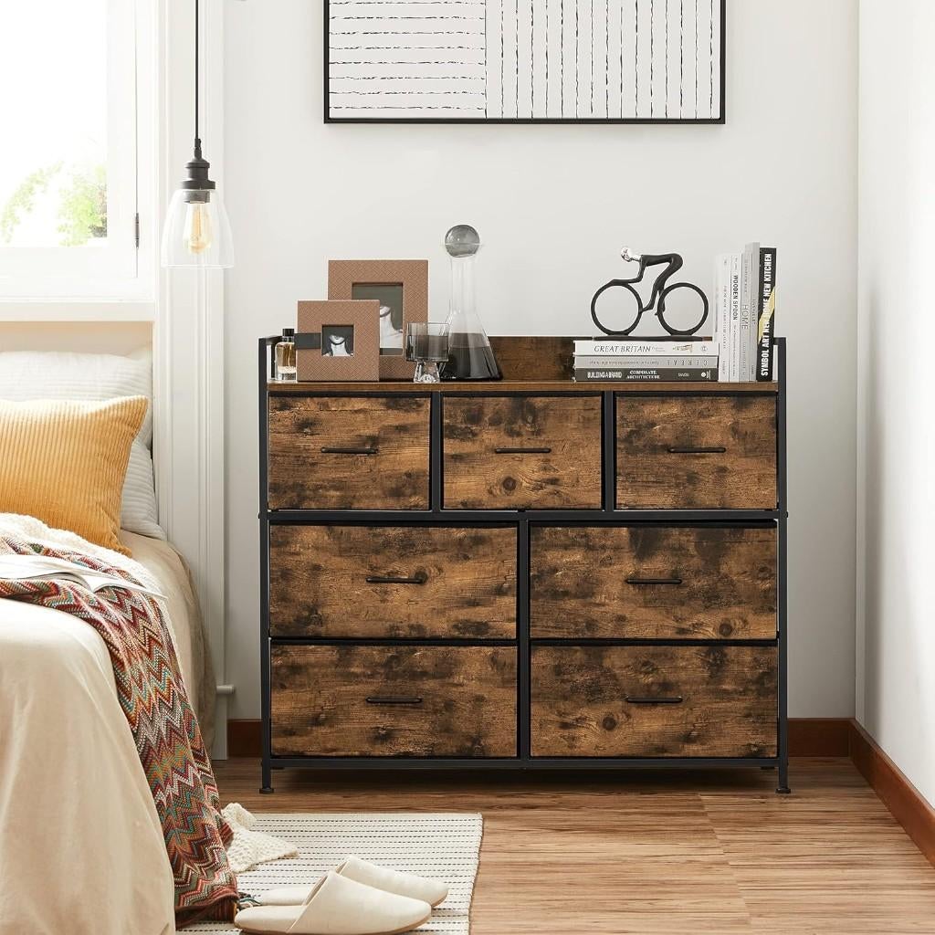 Commode-Kast-Opbergkast-7 laden-Bruin-98x28.5x85cm, Huis en Inrichting, Kasten | Kledingkasten, Nieuw, Minder dan 100 cm, 25 tot 50 cm