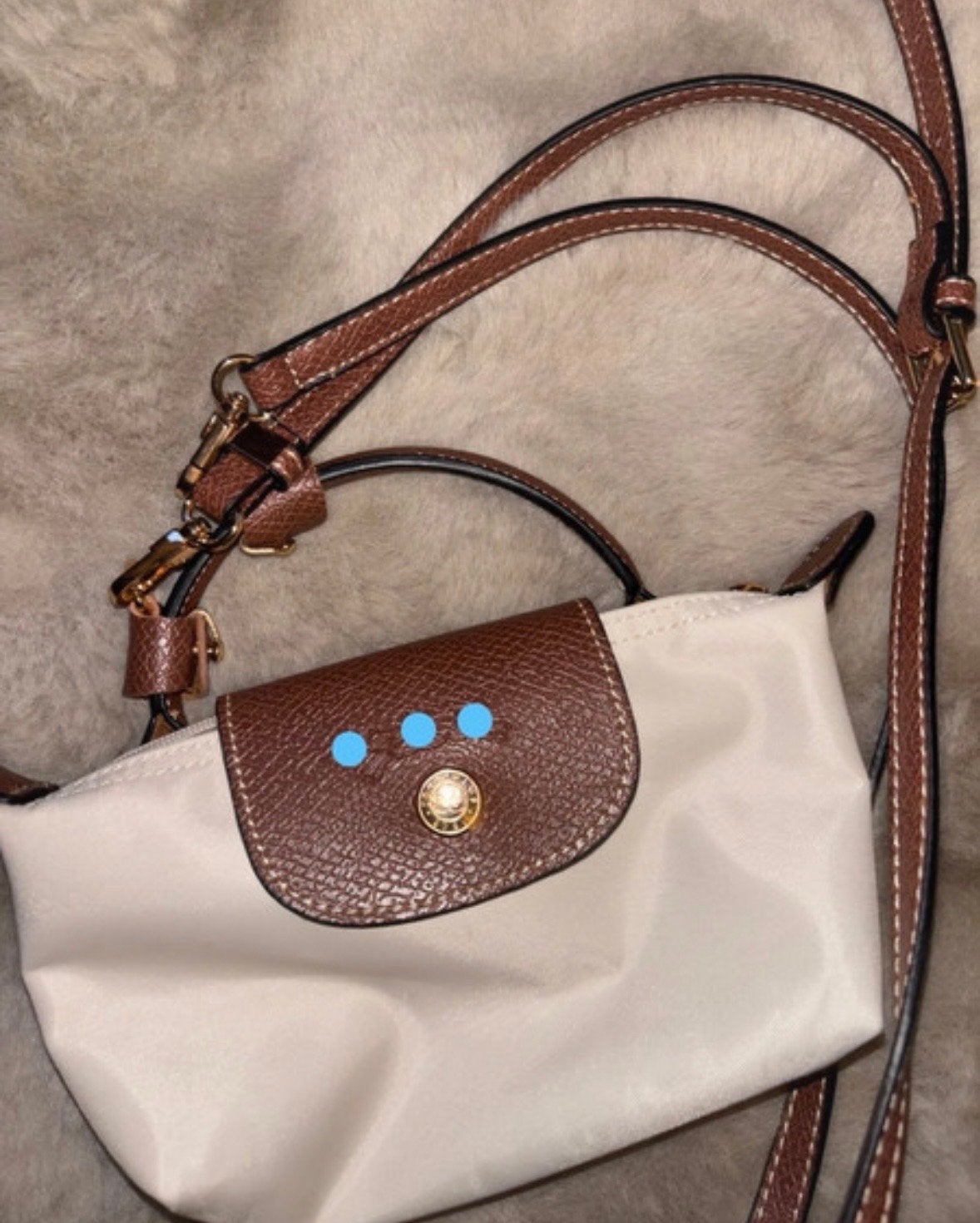Longchamp Le Pliage schoudertasje beige/bruin, Ophalen of Verzenden, Zo goed als nieuw, Beige, Schoudertasje