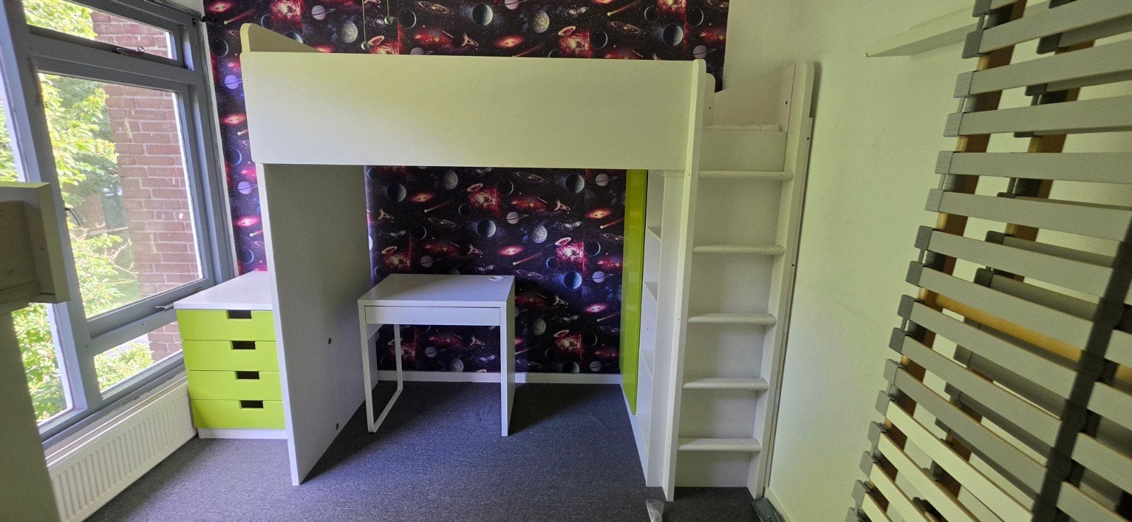 Ikea stuva hoogslaper + bureau + kast + matras 
in zeer goed, Ophalen, Zo goed als nieuw, Hoogslaper