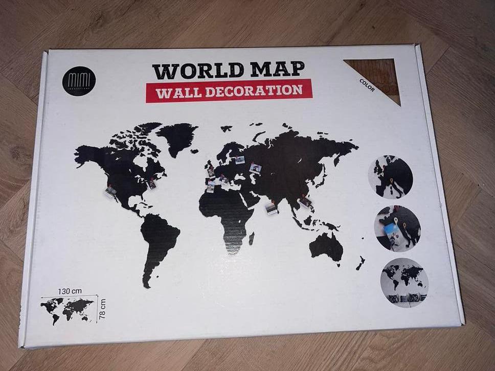 Wanddecoratie Wereldkaart - Modern en Stijlvol, Nieuw, Ophalen of Verzenden, Wandbord of Wandpaneel, Met ophangsysteem
