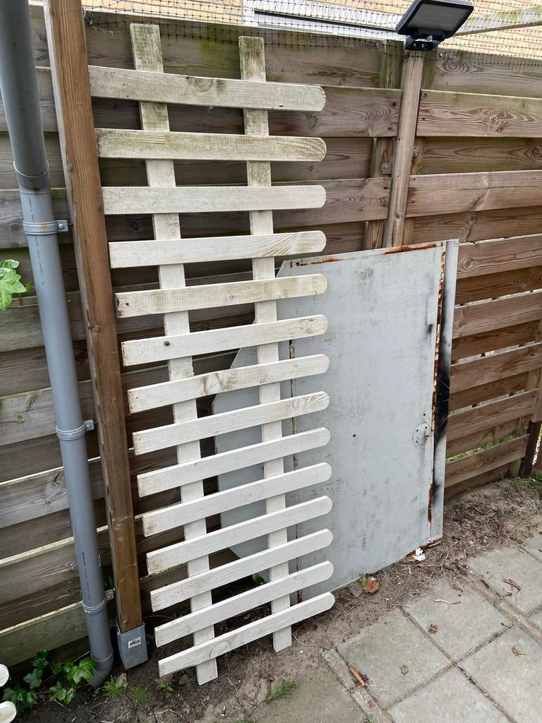 Houten tuinhek - wit geverfd, Tuin en Terras, Ophalen, 1 tot 2 meter, Minder dan 3 meter, Zo goed als nieuw