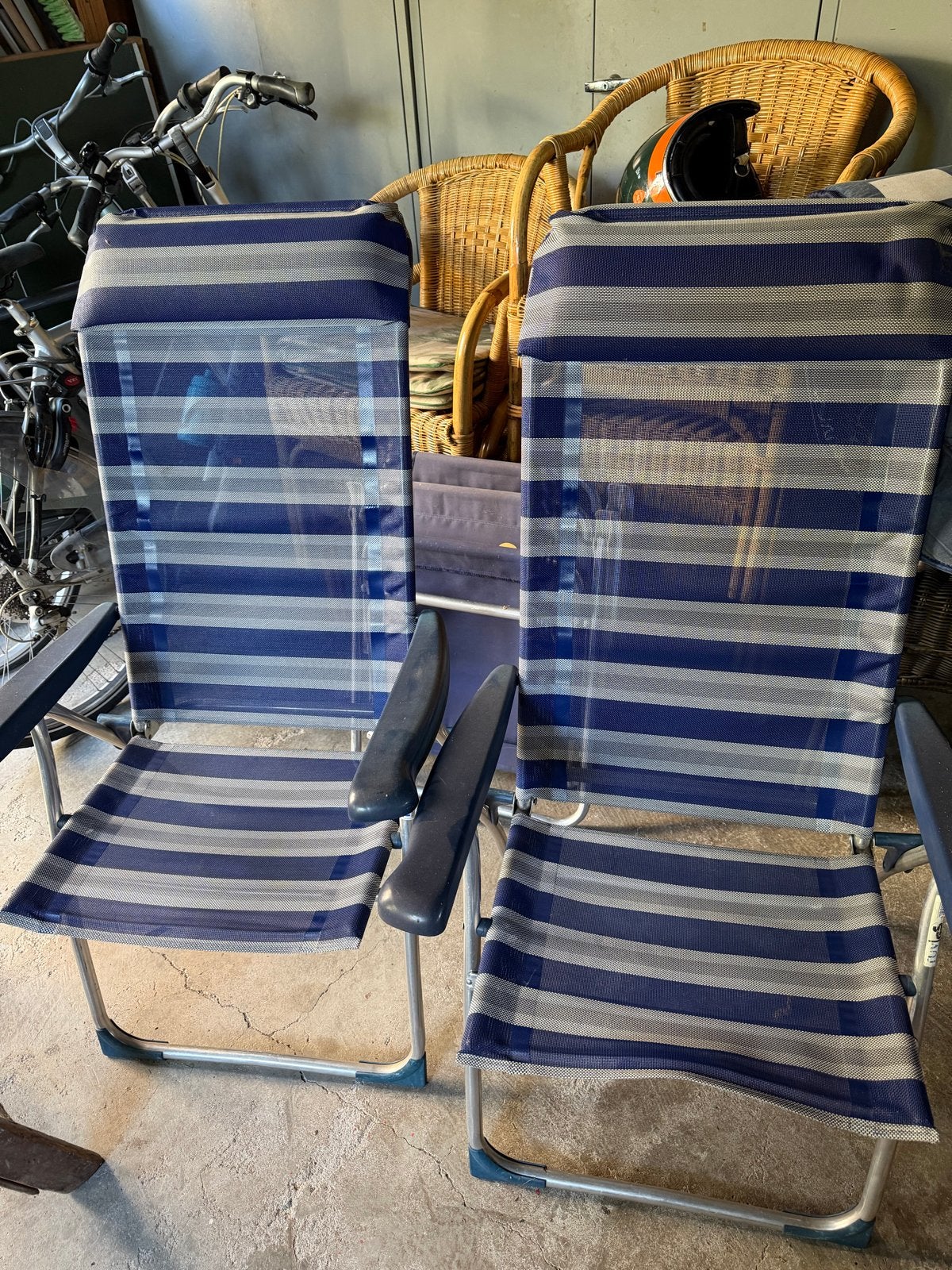 2x Campingstoel - Blauw/Grijs gestreept, Ophalen, Gebruikt, Campingstoel