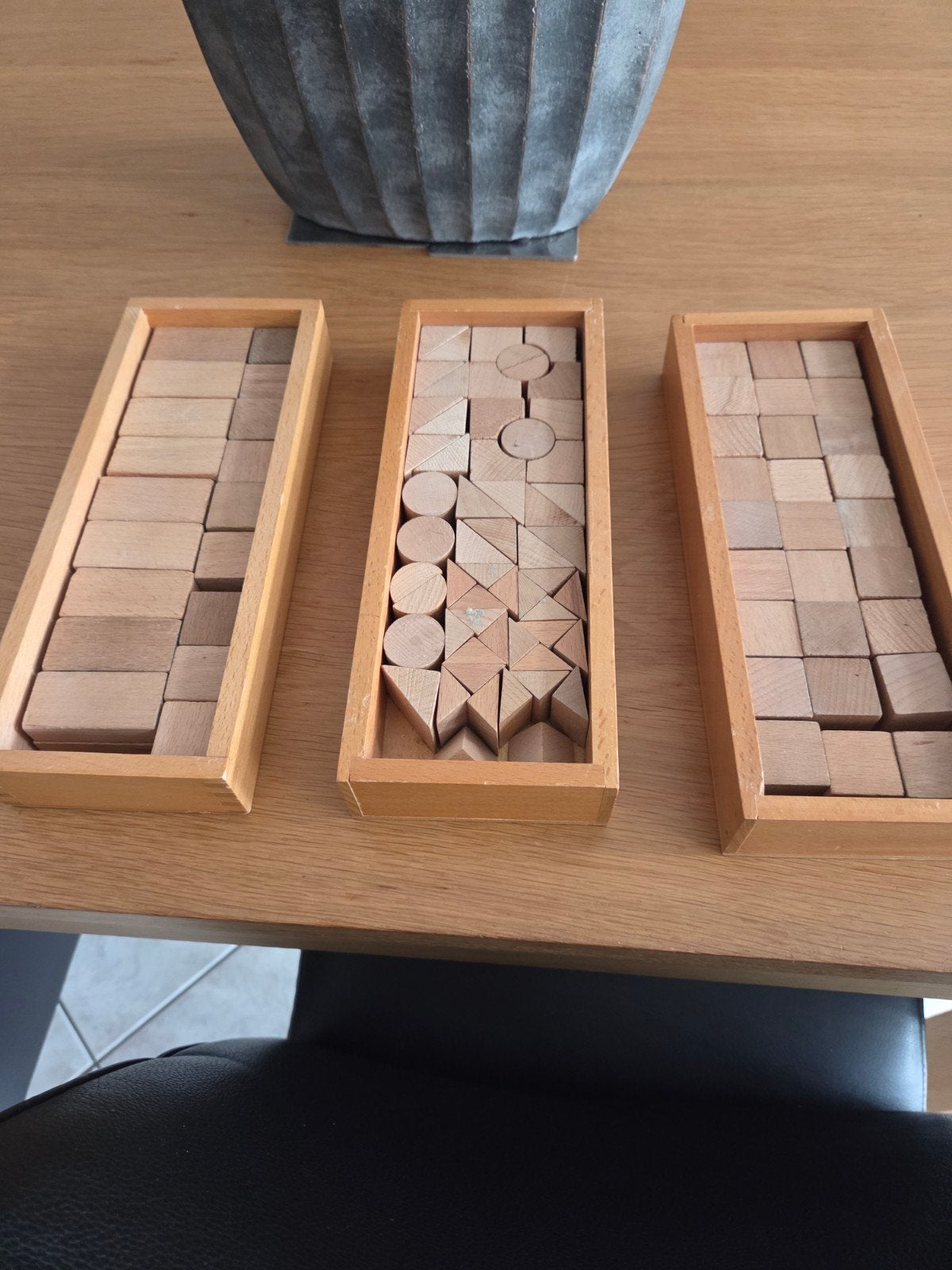 3 originele Fröbel bouwdozen - massief beukenhout, Ophalen of Verzenden, Gebruikt, Overige typen