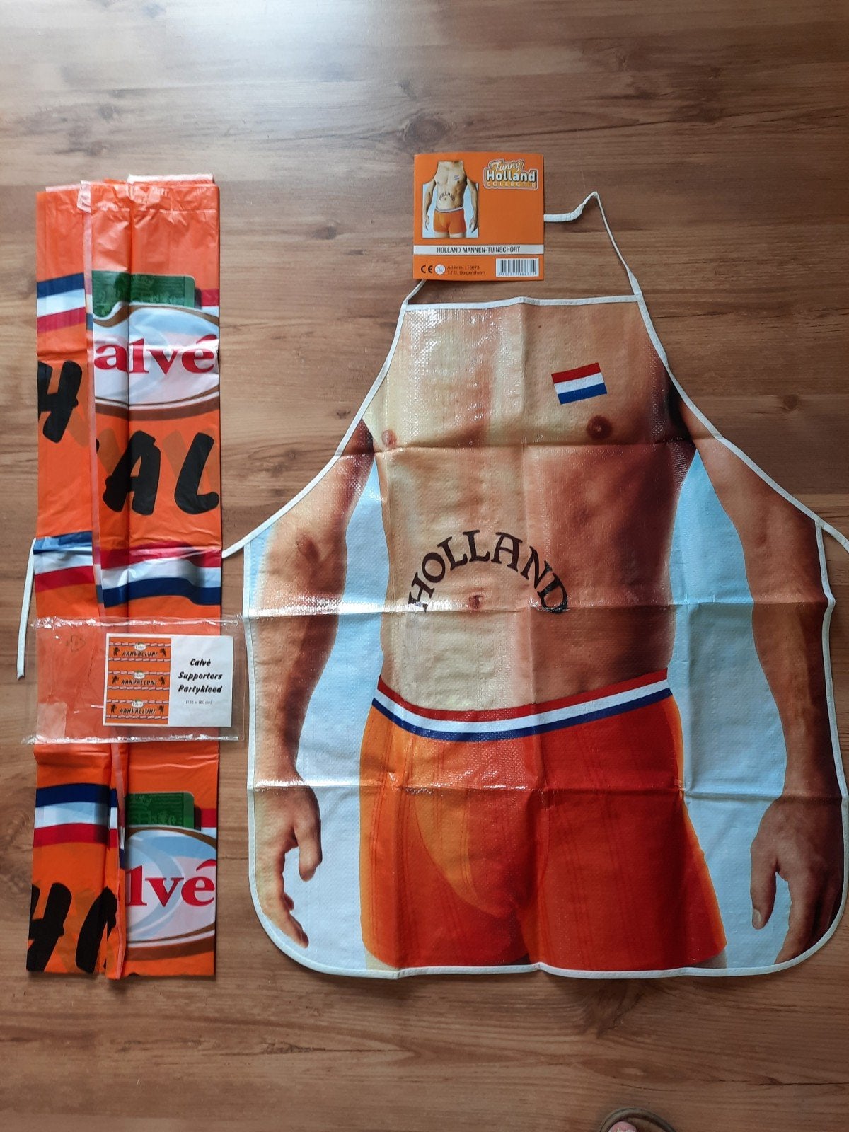 Barbecue schort heren Oranje en tafelkleed, Ophalen of Verzenden, Nieuw