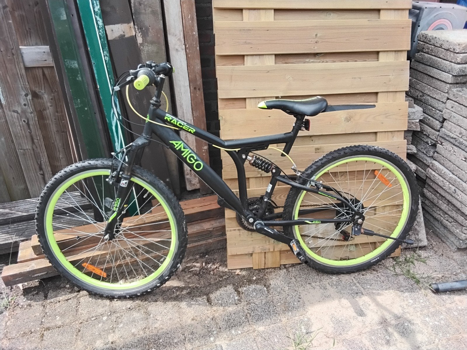 Amigo Racer Mountainbike - Zwart/Neon Groen 6 Versnellingen, Ophalen of Verzenden