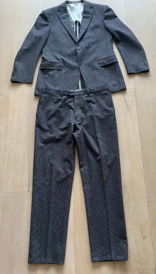 Suit supply 54 L wol krijtstreep, Kleding | Heren, Ophalen of Verzenden, Zo goed als nieuw, Maat 52/54 (L), Grijs
