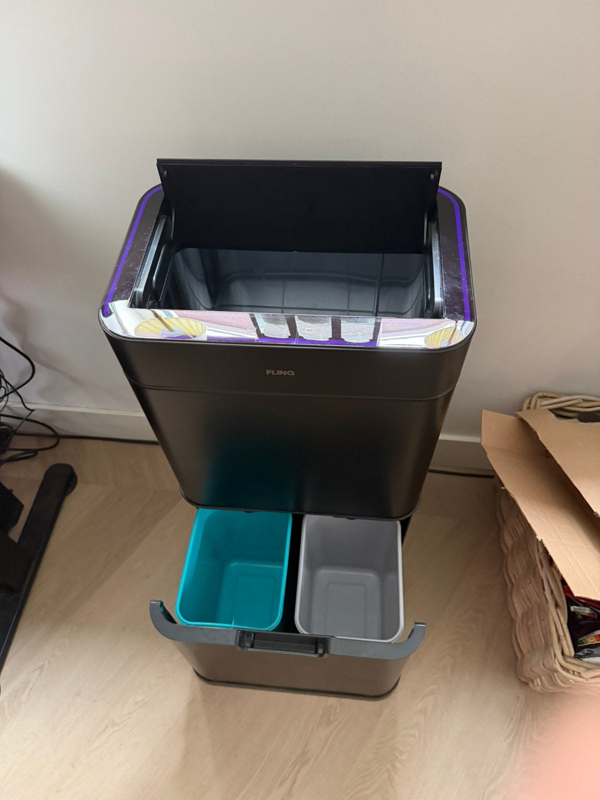 Afvalbak finQ, 40 liter of meer, Ophalen, Zo goed als nieuw, Rvs