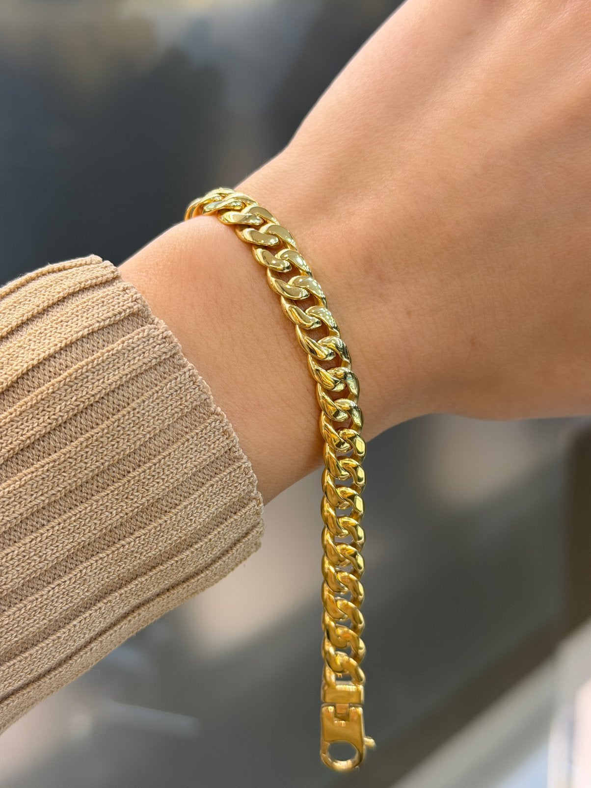 14KT Goud - 27.35 Gram -Armband-CUBAN -Massief- Herenarmband, Ophalen, Nieuw, Goud