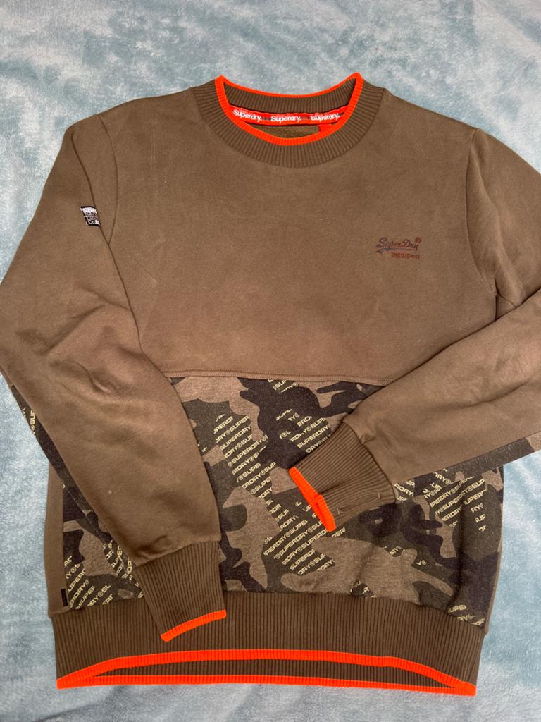 Superdry sweater met camouflageprint en oranje maat XL, Ophalen of Verzenden, Zo goed als nieuw, Overige maten, Bruin