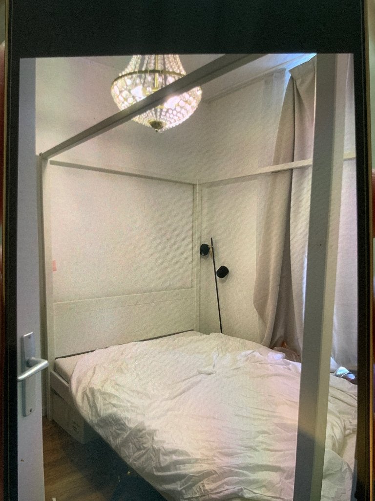 Hemelbed wit, Ophalen, Gebruikt, Wit, 140 cm