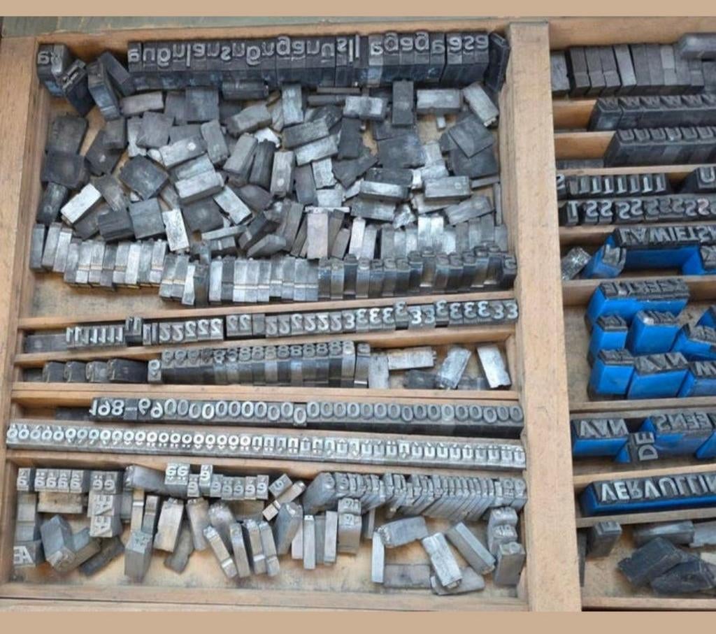 Vintage Loodzetsel Lettertype Set - Drukkerij, Ophalen of Verzenden