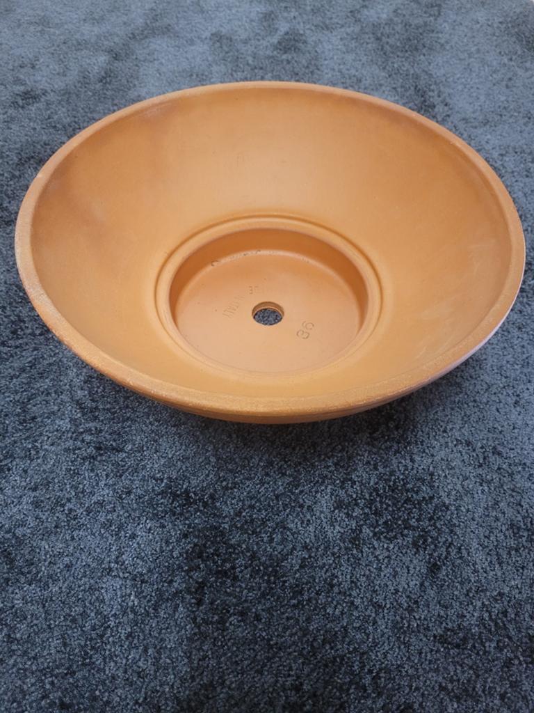 Bloempot terra, Tuin en Terras, Bloempotten, Rond, Zo goed als nieuw, Minder dan 40 cm, Ophalen