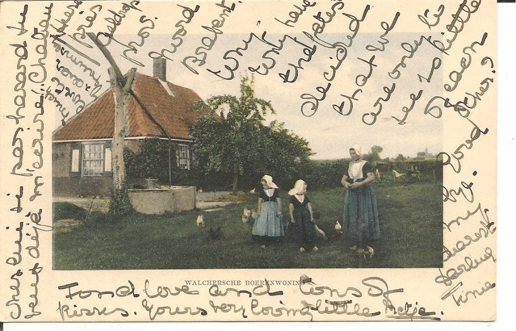 Oude ansichtkaart Walcherse boerenwoning,  Zeeland, Ophalen of Verzenden, 1920 tot 1940, Gelopen, Zeeland