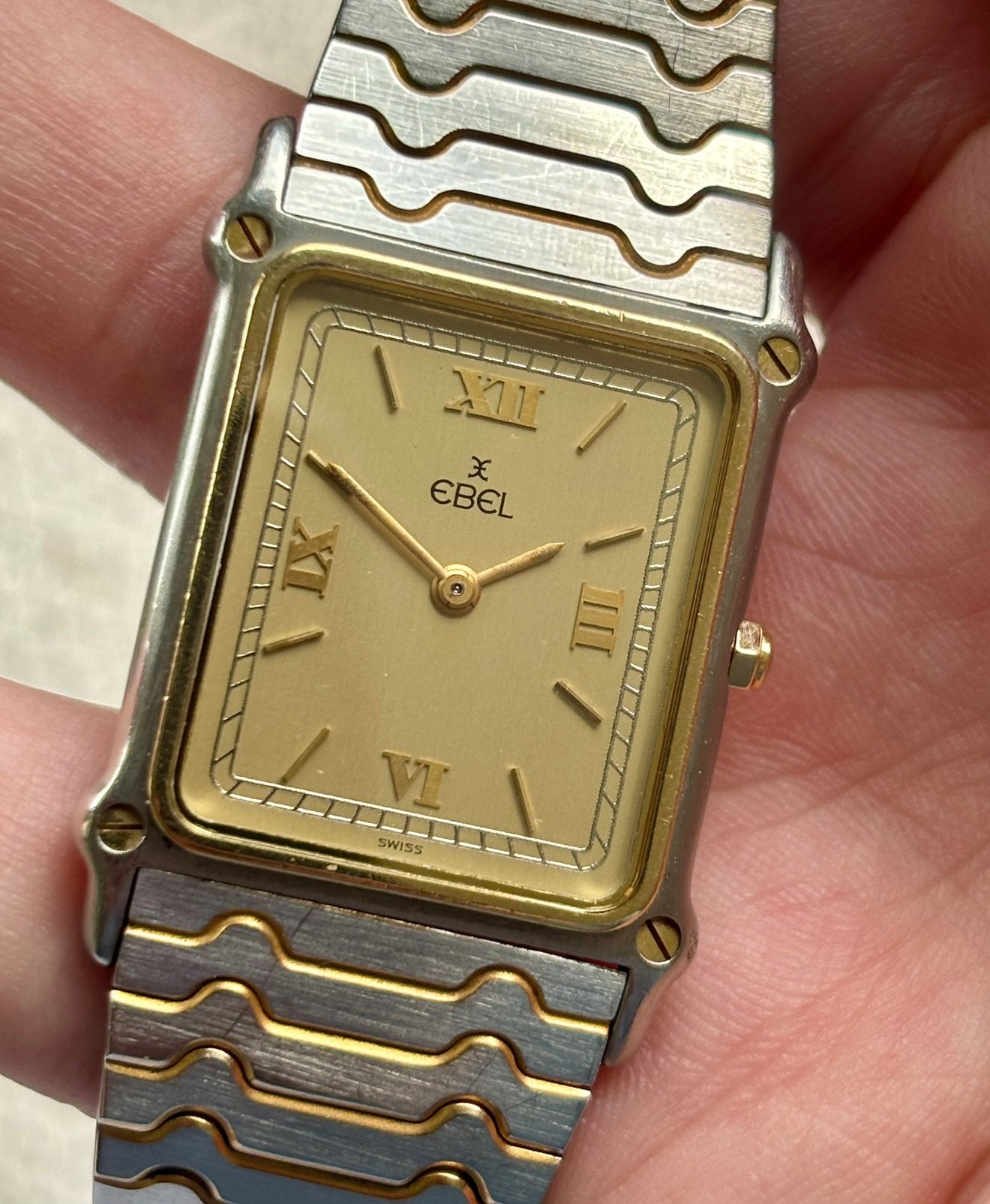 Ebel classic rectangular tank vintage horloge, Sieraden, Tassen en Uiterlijk, Ophalen of Verzenden, Zo goed als nieuw, Zwart, Android
