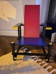 Vintage ORIGINELE Red & Blue fauteuil Rietveld Cassina, Ophalen, Gebruikt, 75 tot 100 cm, Hout