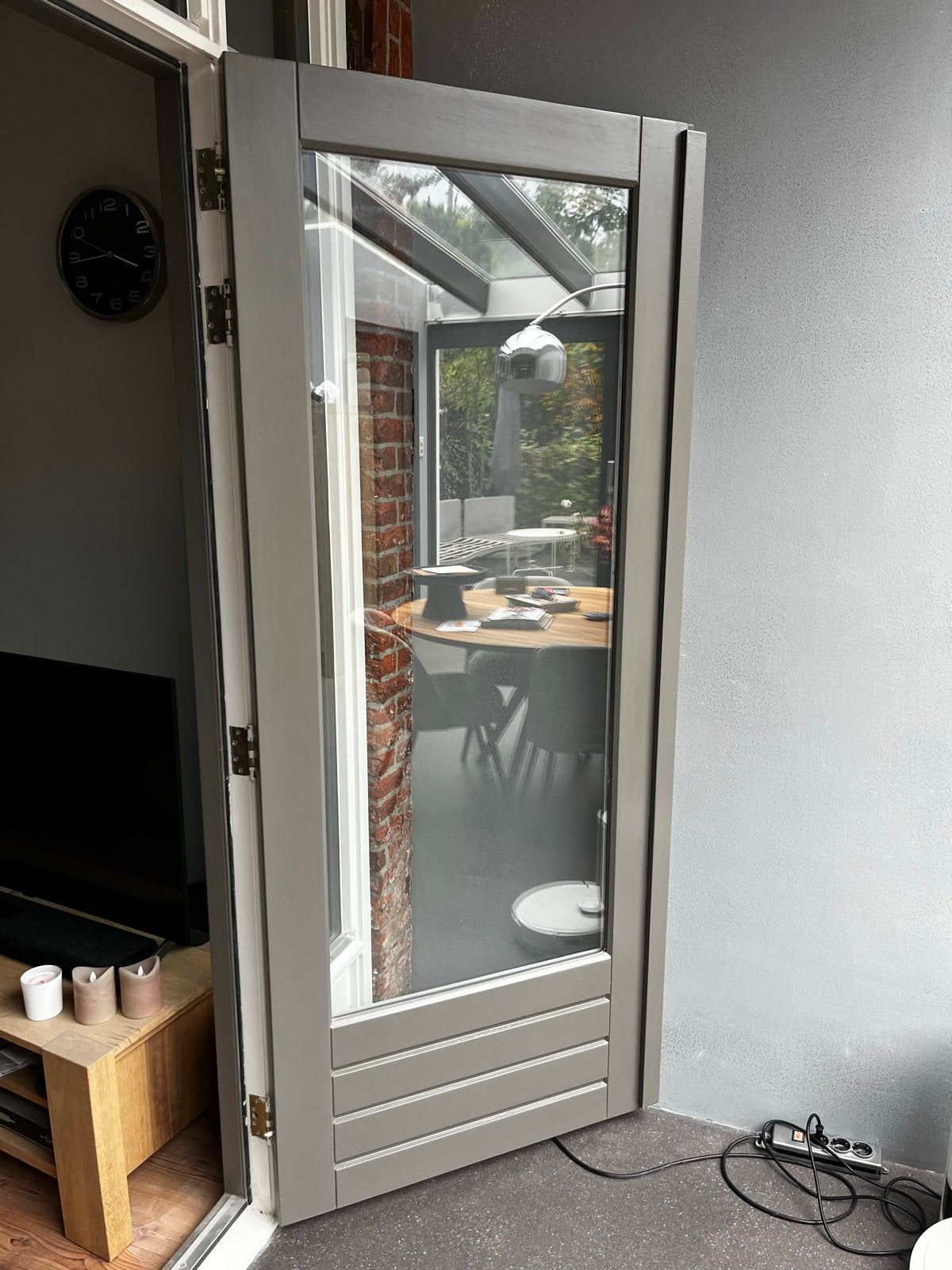 Set van 2 Buitendeuren met Glas en Hang- en Sluitwerk, Ophalen, Gebruikt, 80 tot 100 cm, 200 tot 215 cm
