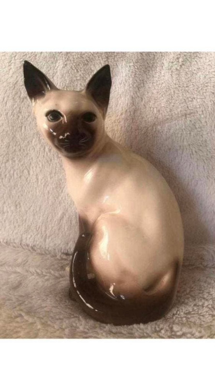 vintage Siamese Kat poes Keramiek, Ophalen, Zo goed als nieuw, Hond of Kat, Beeldje of Figuurtje