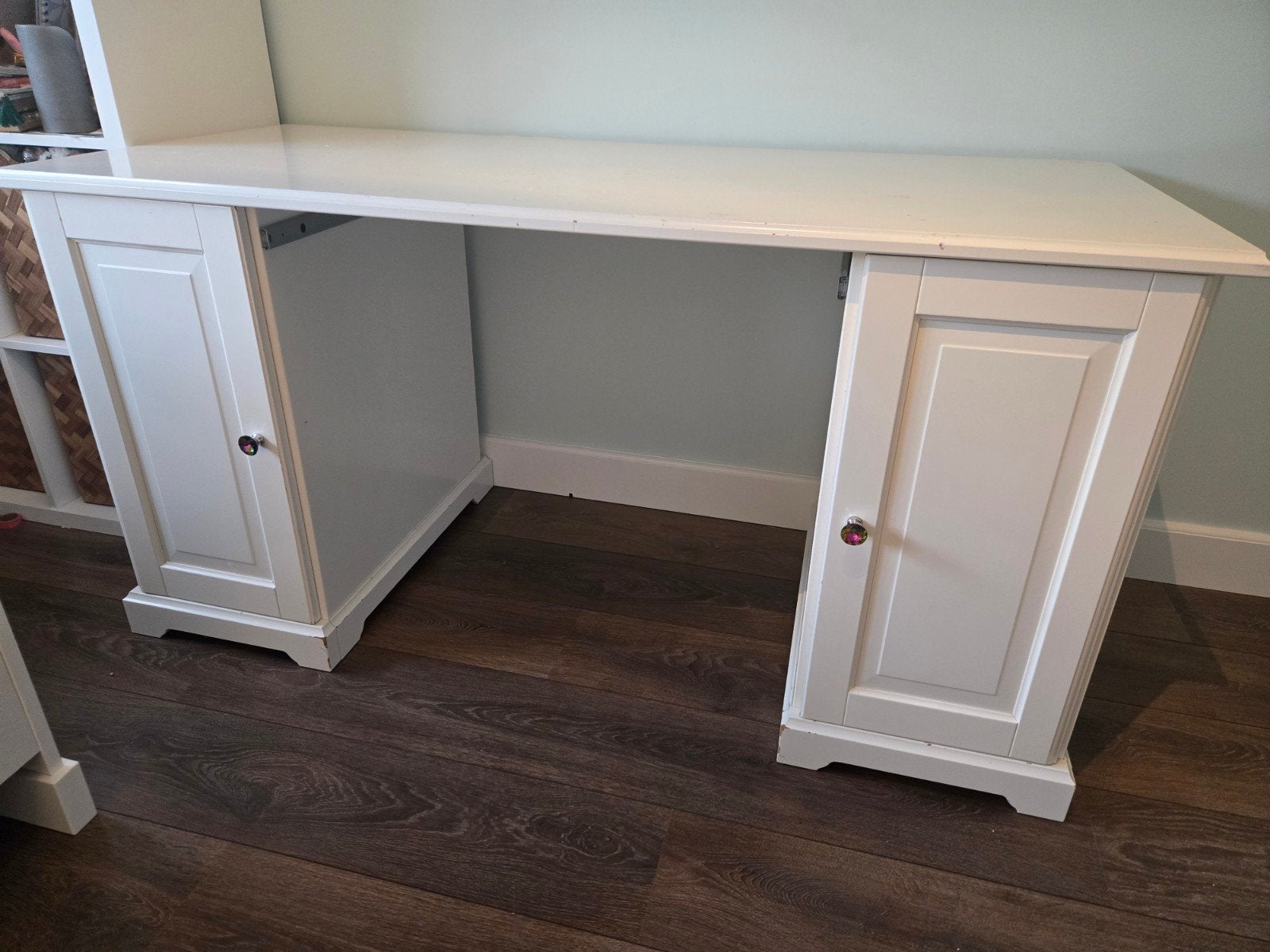 Wit houten bureau Ikea Liatorp, Ophalen, Gebruikt