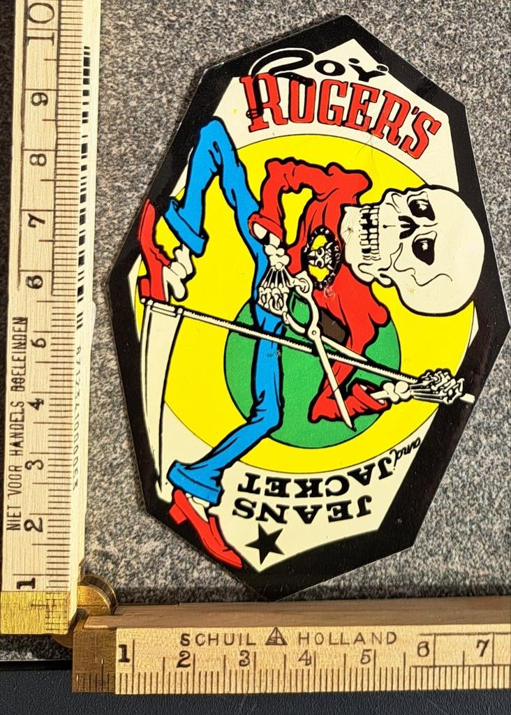 Vintage sticker skelet doodshoofd rock Roy Rogers jeans, Ophalen of Verzenden, Zo goed als nieuw