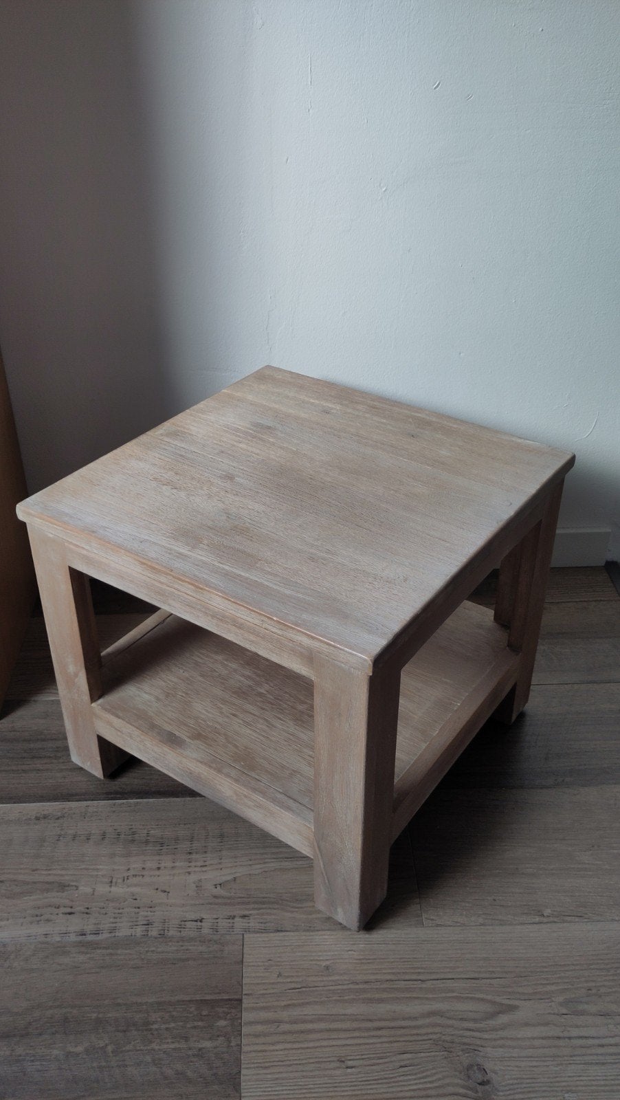 Eikenhouten tafeltje whitewash 45x45x40cm, Ophalen, Minder dan 45 cm, Minder dan 55 cm, Gebruikt