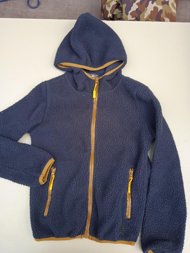 Blauwe teddy fleece jas met capuchon voor kinderen, Ophalen of Verzenden, Gebruikt, Onbekend, Jongen of Meisje