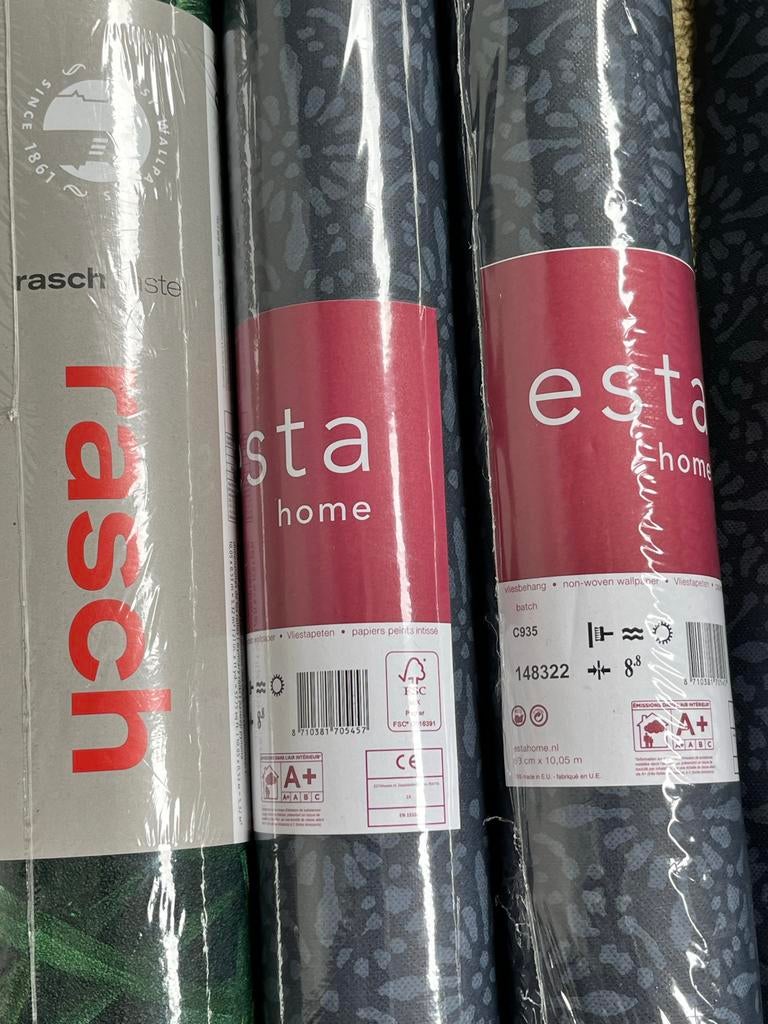 Behangrollen: Rasch en Esta Home (3 rollen), Ophalen of Verzenden, 25 tot 50 m², Groen
