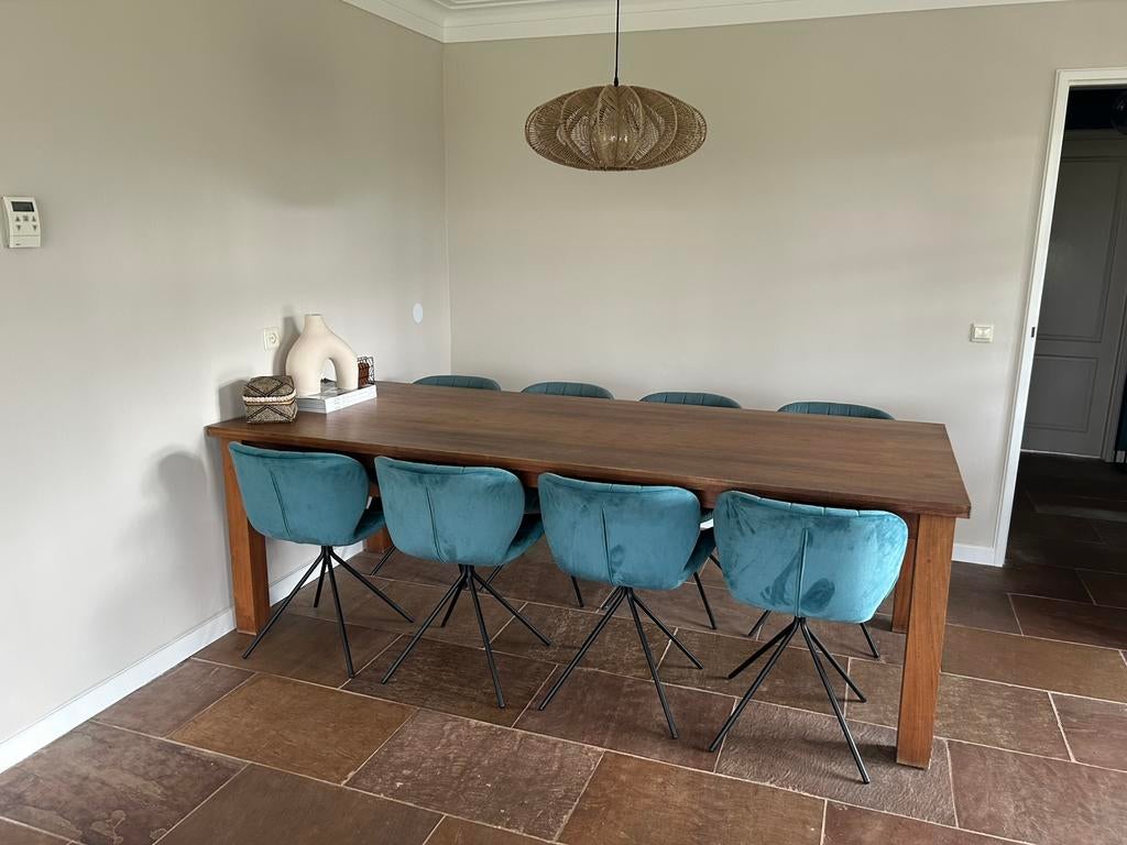 Massief houten tafel, afm 240x100cm. Oph omgv Doetinchem!, Huis en Inrichting, Tafels | Eettafels, Ophalen, 200 cm of meer, 50 tot 100 cm