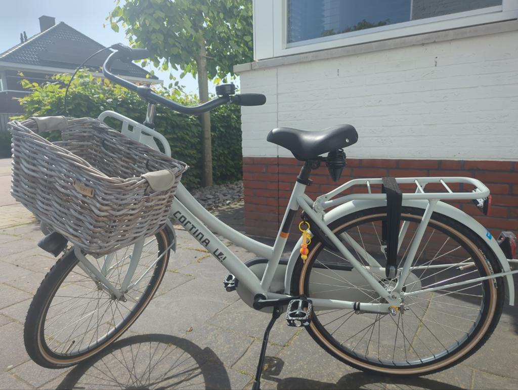 Cortina U4 Fiets 24 inch - Lichtgrijs/groen met mand, Gebruikt, Versnellingen, Minder dan 47 cm, Ophalen
