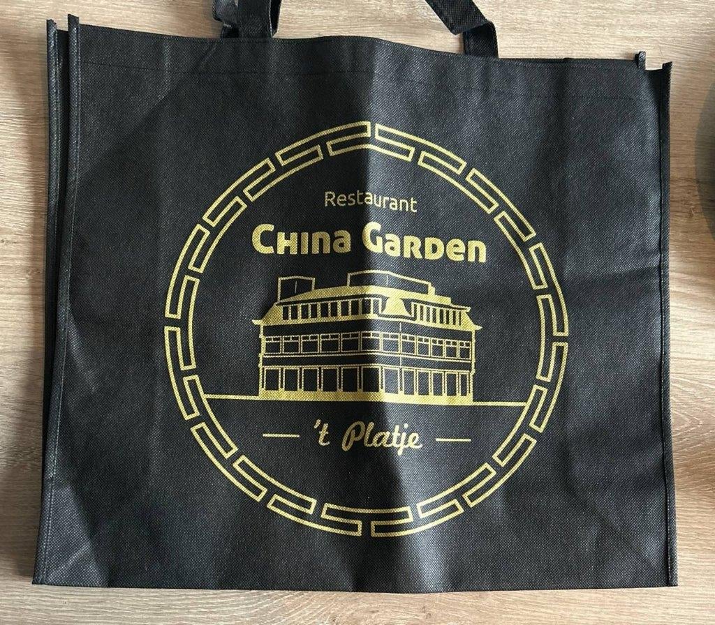 Stoffen tasje Chinees restaurant China Garden Vlaardingen, Ophalen, Nieuw, Zwart, Shopper