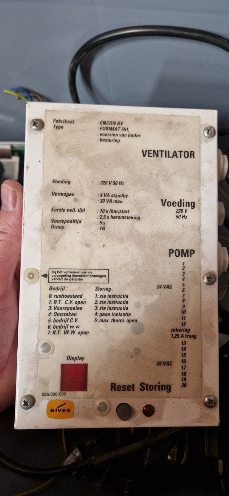 ENCON BV FURIMAT 551 intergas cv Besturingseenheid, Ophalen, Gebruikt, Minder dan 30 cm, Cv-ketel of Combi-ketel