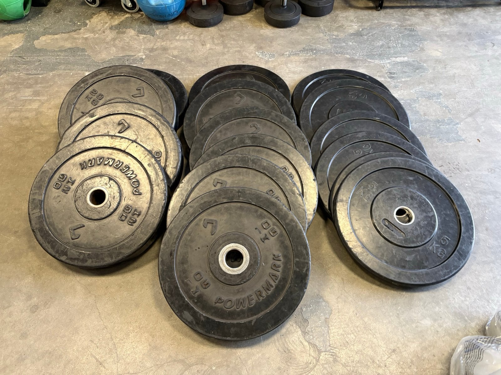 170 kg bumperplates Olympische halter schijven 50 mm, Sport en Fitness, Halterschijven, Gebruikt, 170 kg, Bumperplates
