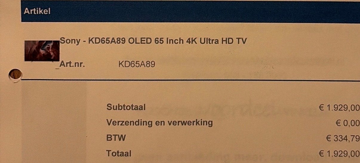 Sony KD65A89 OLED TV 65 inch - Gaat niet meer aan, Audio, Tv en Foto, Televisies, Ophalen, OLED, 4k (UHD), Smart TV