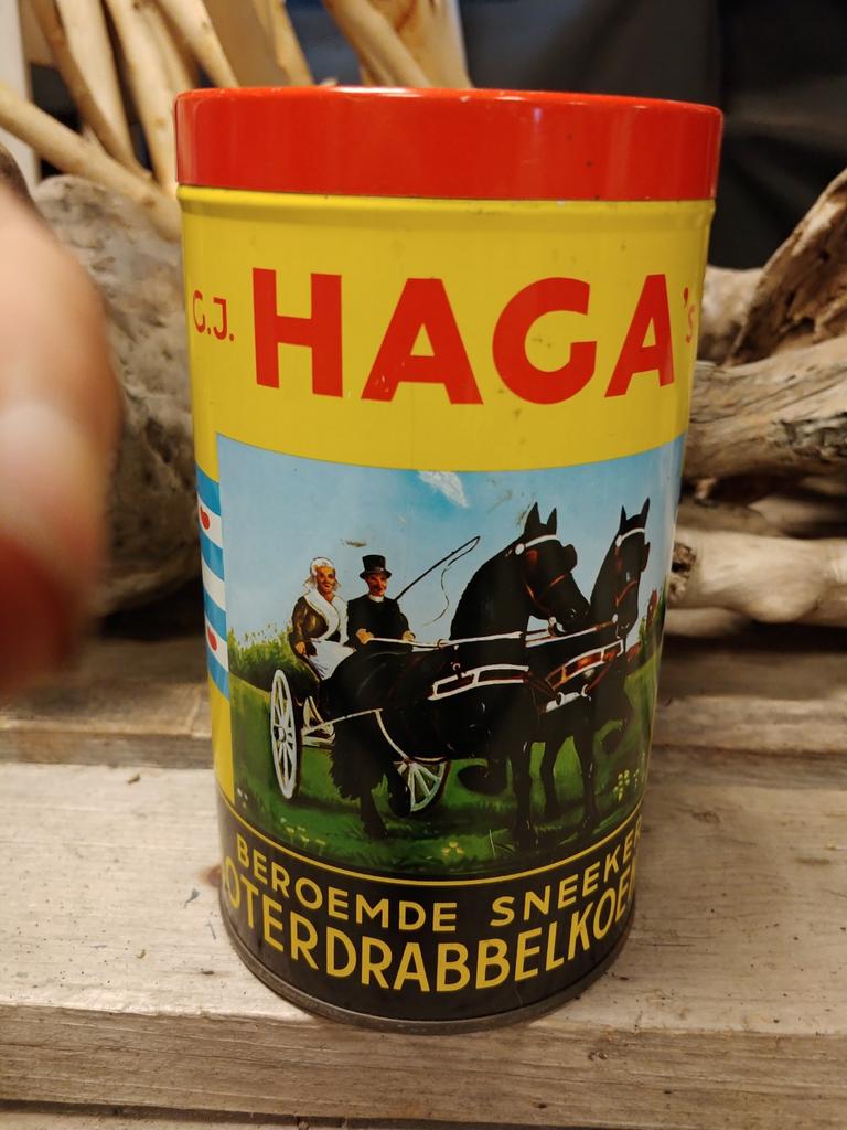 Vintage Haga boterdrabbelkoekenblik, Ophalen of Verzenden, Gebruikt, Overige