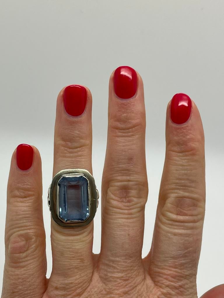 C955 Prachtige zilveren ring art deco maat 16,25, Ophalen of Verzenden, Zilver, Ring