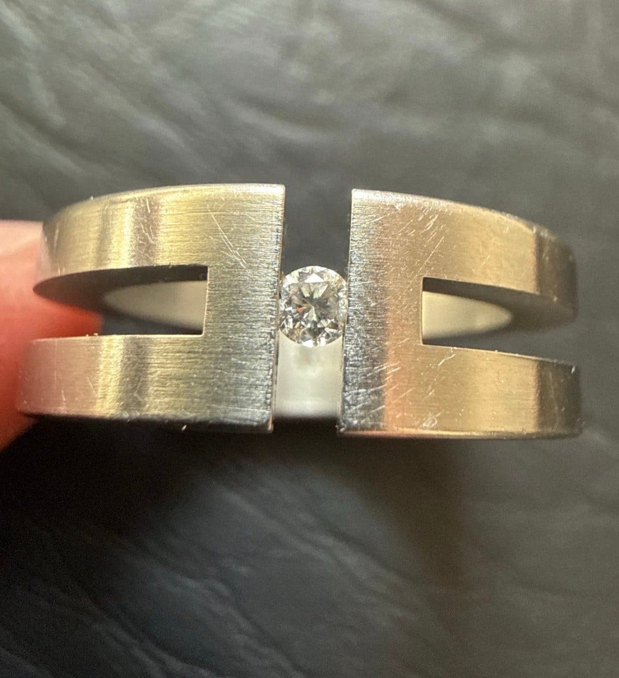Xen ring met diamant, maat 17.7, Sieraden, Tassen en Uiterlijk, IJzer of Staal, Ophalen of Verzenden, Zo goed als nieuw, 17 tot 18