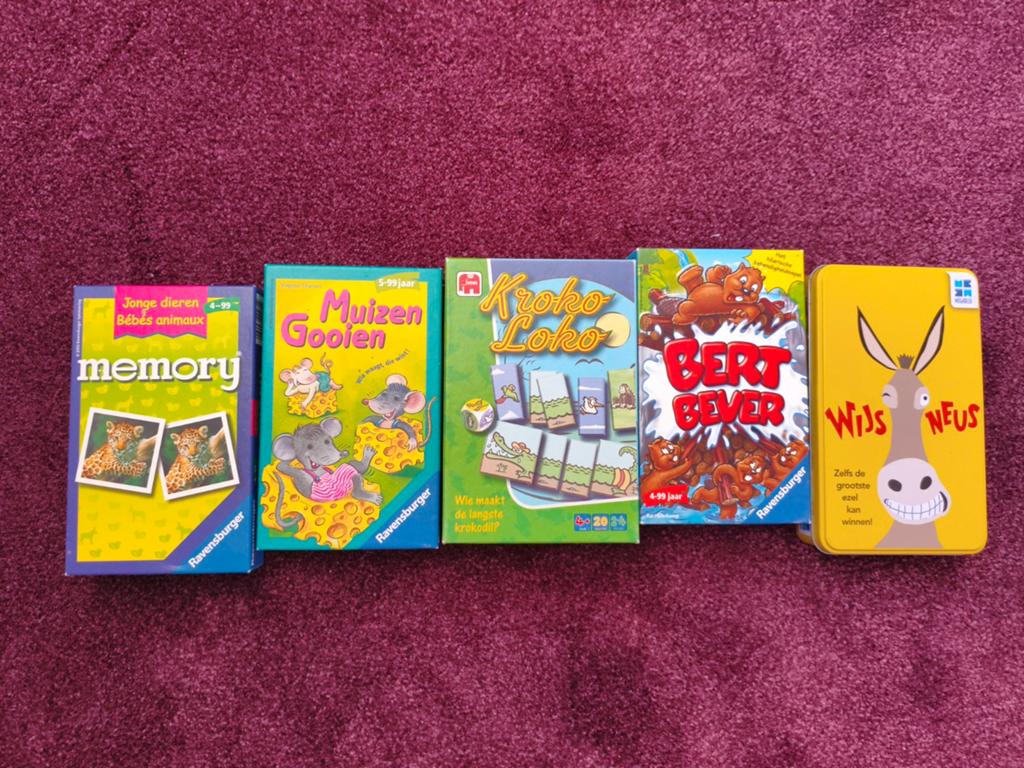 5 leuke kinderspellen, Gebruikt, Ravensburger, Jumbo, Megableu, Ophalen of Verzenden, Een of twee spelers