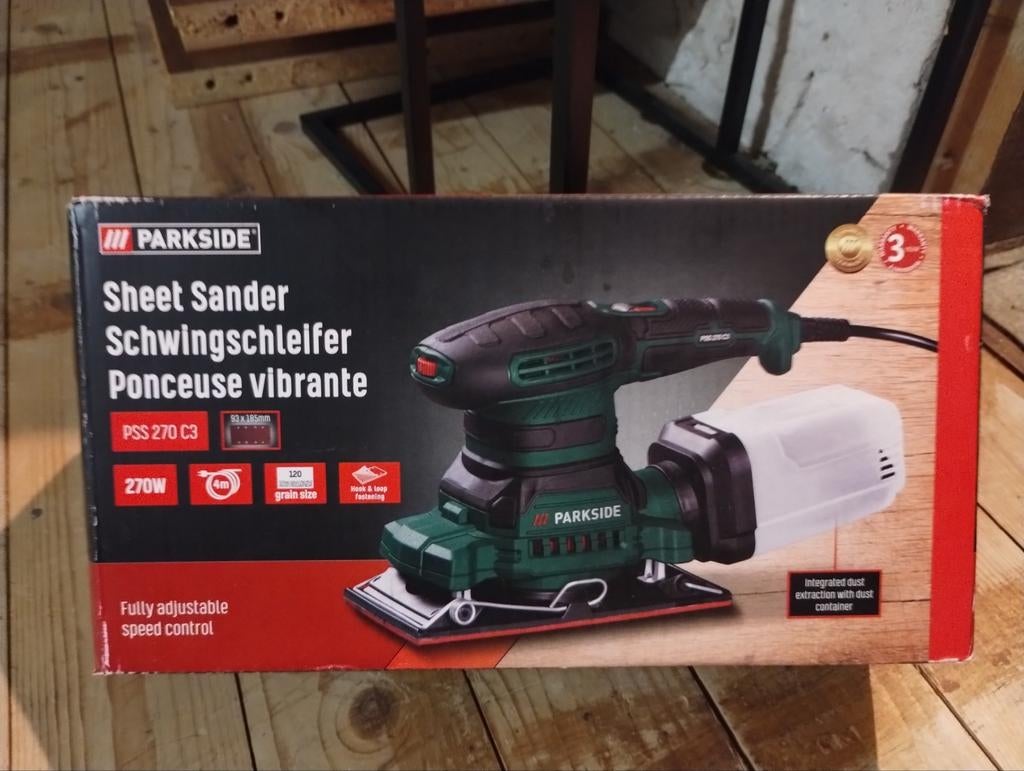 Parkside Vlakschuurmachine - Nieuw in doos, Doe-het-zelf en Verbouw, Gereedschap | Schuurmachines, Ophalen, Nieuw, Minder dan 600 watt