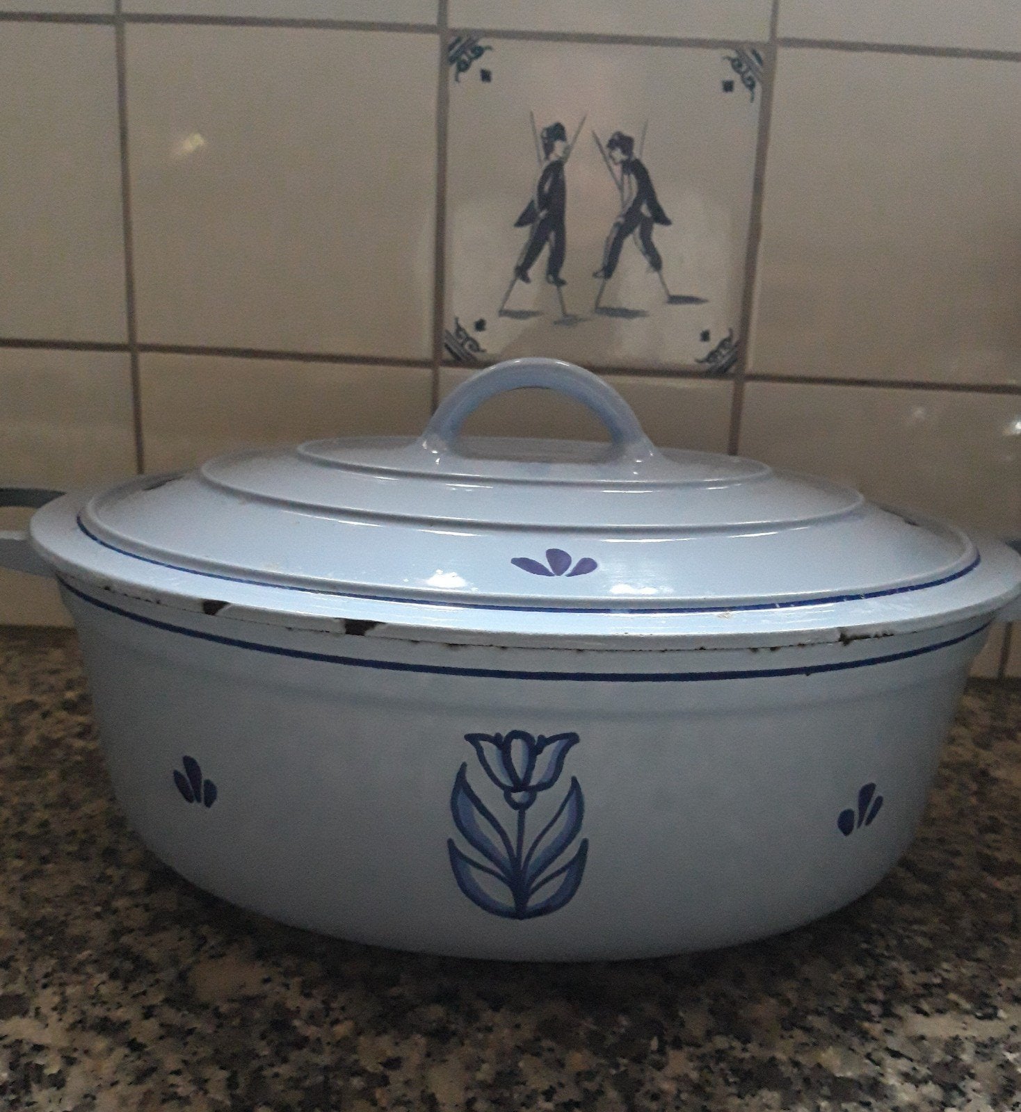 Dru Holland Blue Tulip gietijzeren braadpan, Ophalen, Gebruikt, Gietijzer