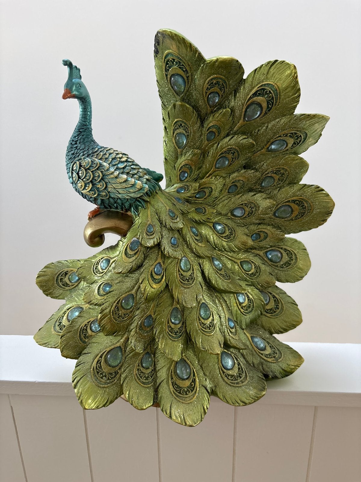 Pauw decoratiebeeld - Groen/goud/blauw, Ophalen, Meerkleurig, Overige materialen, Klassiek