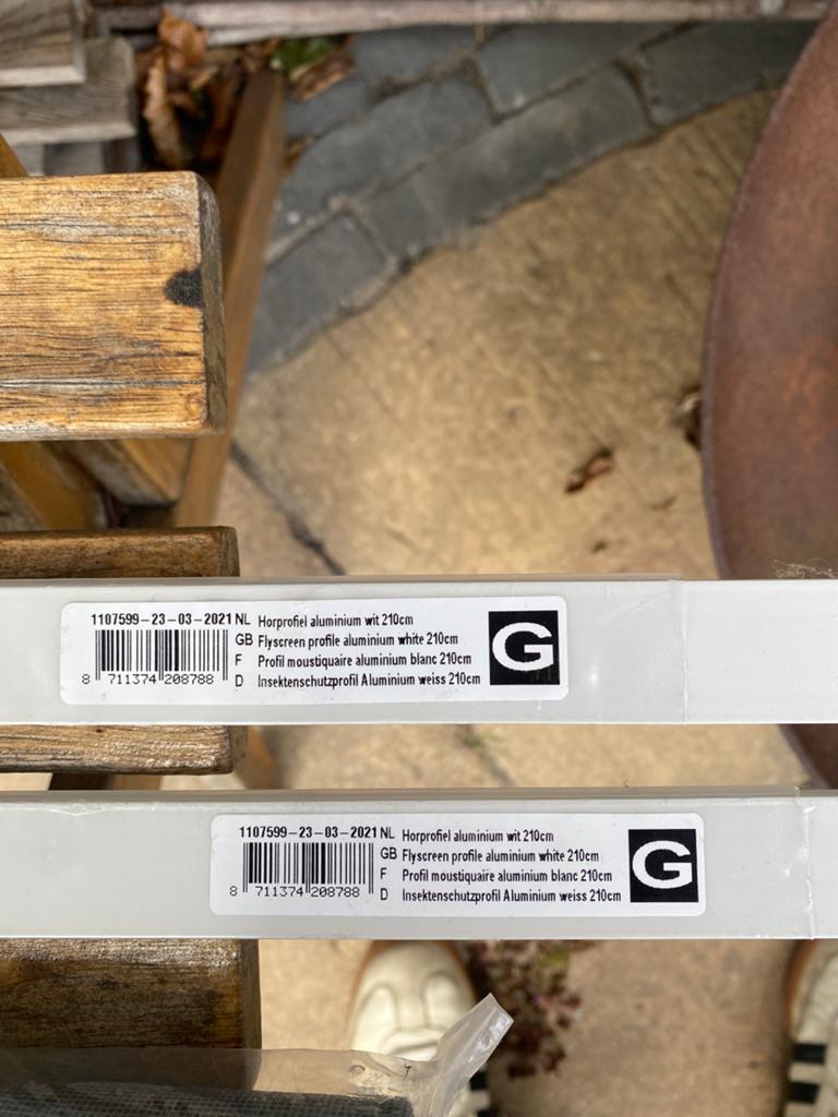Nieuwe horprofiel aluminium wit 210cm voor hordeur, Minder dan 80 cm, Hordeur, Nieuw, Ophalen of Verzenden