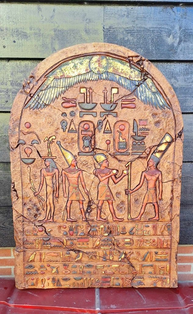 2 x fraai gedetailleerde Egyptische ceremoniële panelen., Ophalen, Meerkleurig, Zo goed als nieuw, Wandbord of Wandpaneel