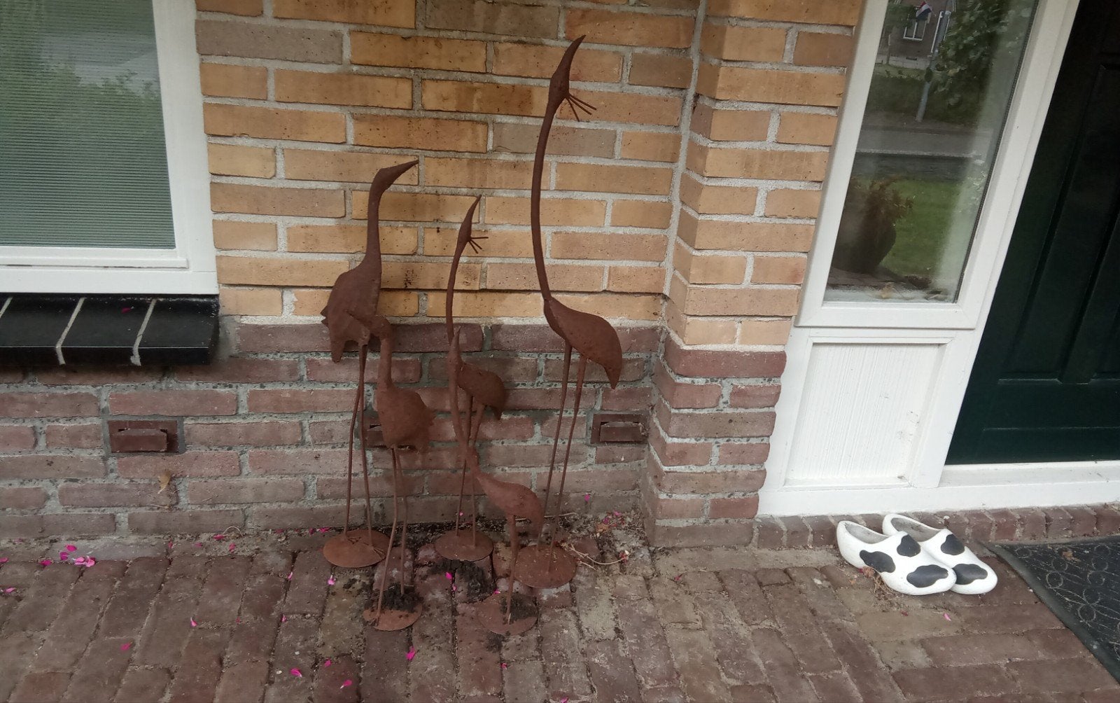 Set van 5 ijzeren siervogels voor tuin of hal, Weerbestendig, Beeld, Metaal, Vogel