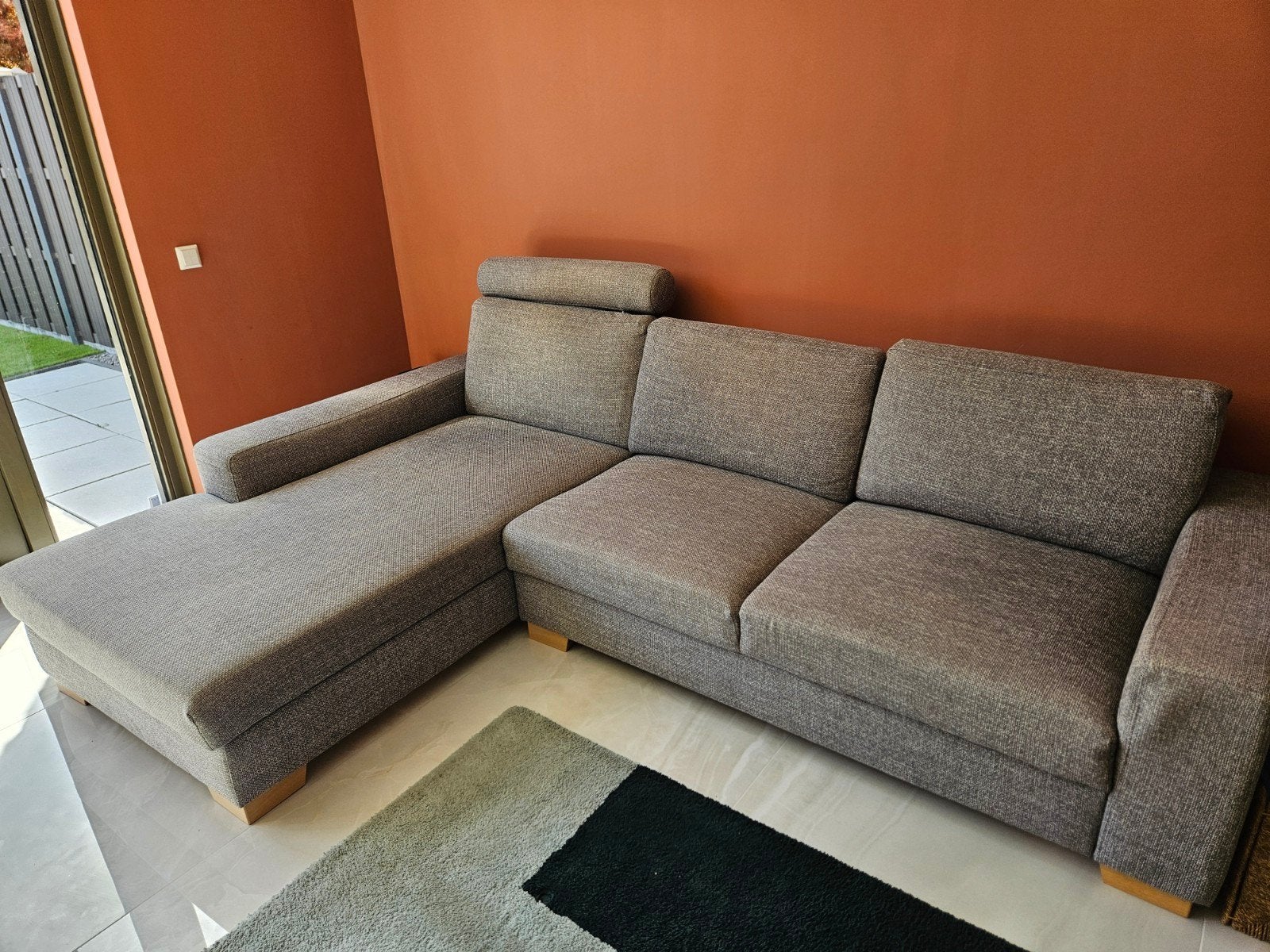 Sörvallen bank (ikea), grijze 3-zits met chaise longue links, Ophalen, Gebruikt, Stof
