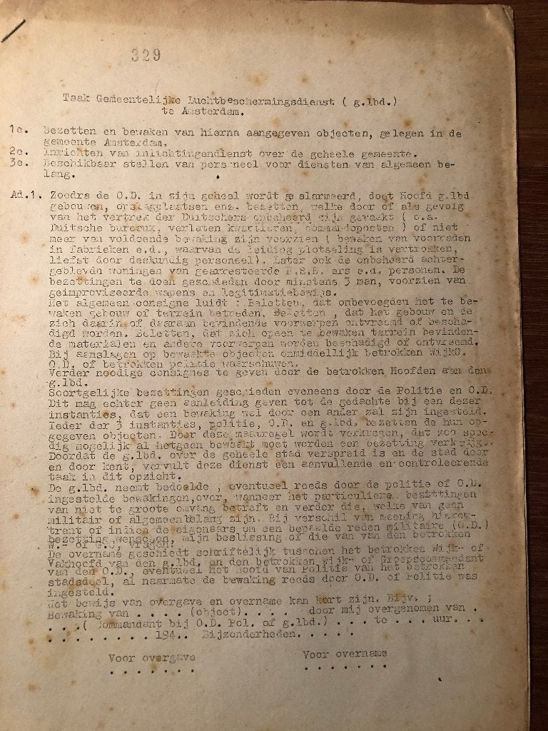 Verzet. Orde Dienst 1944(?). Taak luchtbeschermingsdienst, Verzenden, Tweede Wereldoorlog, Zo goed als nieuw, Overige onderwerpen