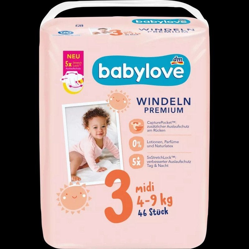 4 pakken Babylove luiers maat 3 (4-9 kg) - Nieuw, Ophalen of Verzenden, Nieuw