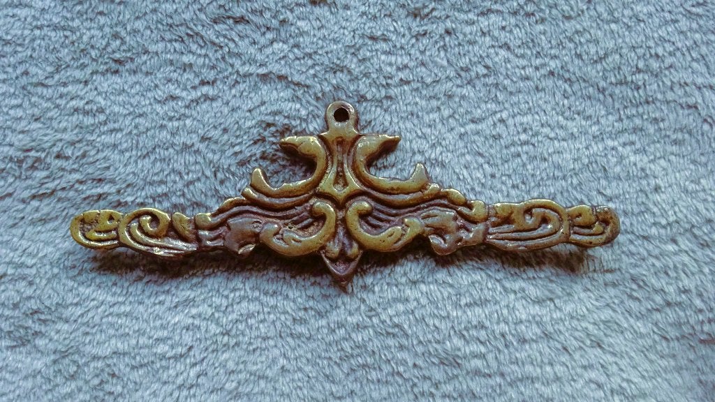 Vintage Messing Schellekoord ornament krullig, Antiek en Kunst, Curiosa en Brocante, Verzenden